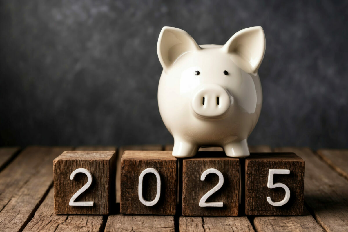 new year 2025 investment concept with piggy bank saving money for future new year 2025 investment concept with piggy bank saving money for future