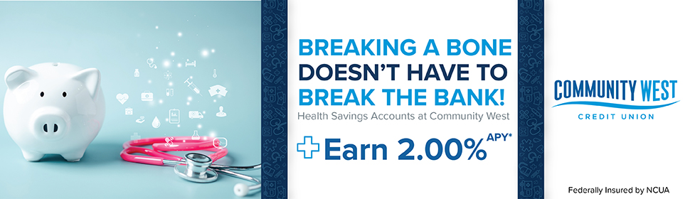 Breaking a bone doesn't have to break the bank. Piggy bank with stethoscope.