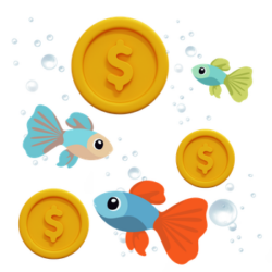 coins and fish