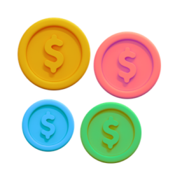 brightly colored coins