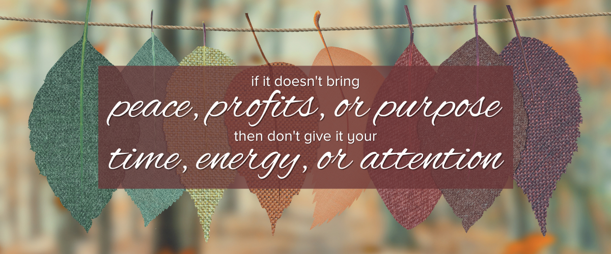 if it doesn't bring you peace, profits, or purpose then don't give it your time, energy, or attention