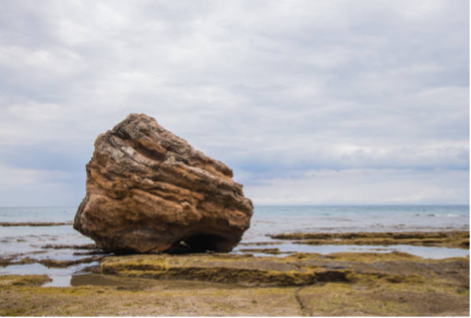 A boulder at rest on a shore
